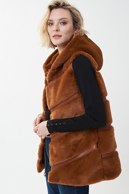 Joseph Ribkoff Faux Fur Vest Style 223910. Maple. 3