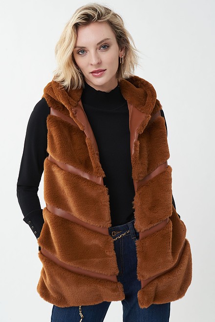 Joseph Ribkoff Faux Fur Vest Style 223910. Maple. 2