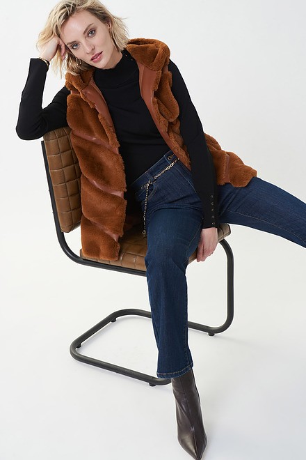 Joseph Ribkoff Faux Fur Vest Style 223910. Maple. 5