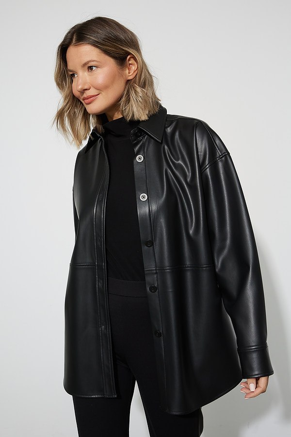 Joseph Ribkoff Leatherette Shirt Style 223917. Black