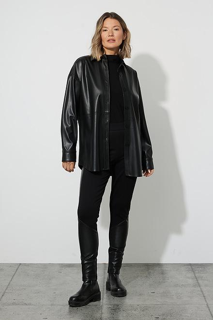 Joseph Ribkoff Leatherette Shirt Style 223917. Black. 5