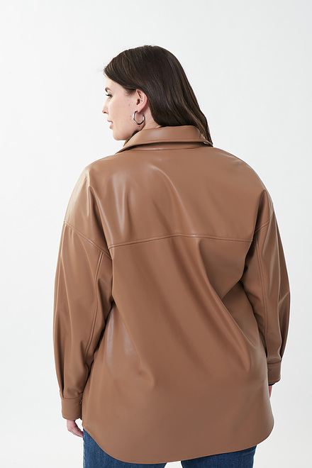 Joseph Ribkoff Leatherette Shirt Style 223917. Nutmeg. 3
