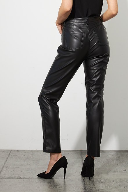 Joseph Ribkoff Faux Leather Pants Style 223921. Black. 3