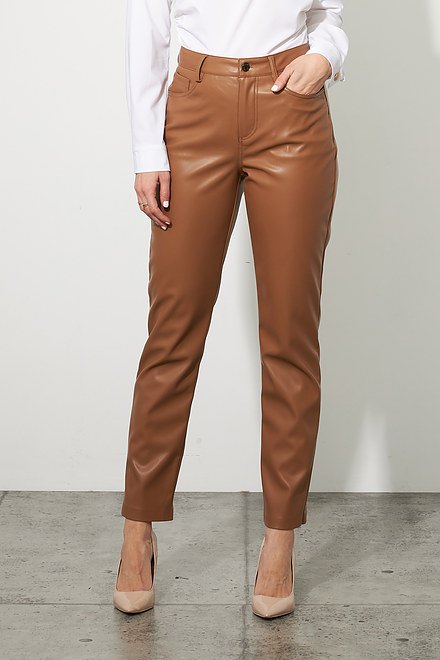 Joseph Ribkoff Faux Leather Pants Style 223921. Nutmeg. 2