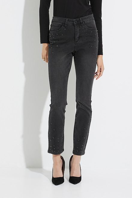 Joseph Ribkoff Studded Jeans Style 223925. Charcoal Grey. 2