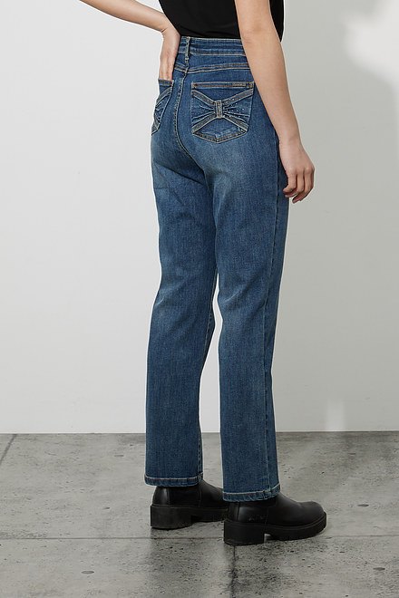 Joseph Ribkoff Embellished Pocket Jeans Style 223927. Denim Medium Blue. 3