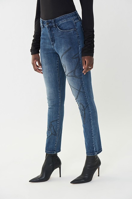 Joseph Ribkoff Embellished Front Jeans Style 223935. Denim Medium Blue. 3