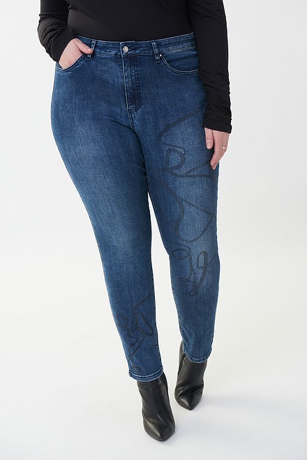 Joseph Ribkoff Embellished Front Jeans Style 223935. Denim Medium Blue. 6