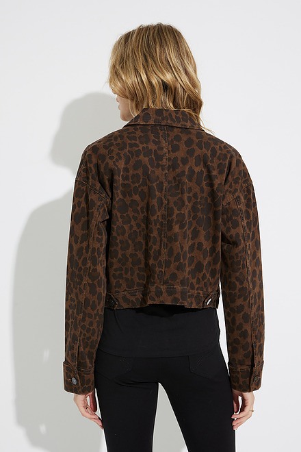 Joseph Ribkoff Leopard Motif Jacket Style 223936. Brown/black. 2