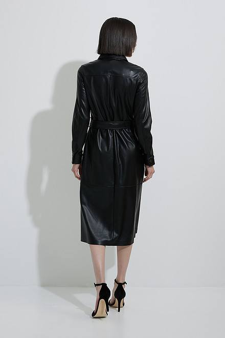 Joseph Ribkoff Faux Leather Shirt Dress Style 223940. Black. 2