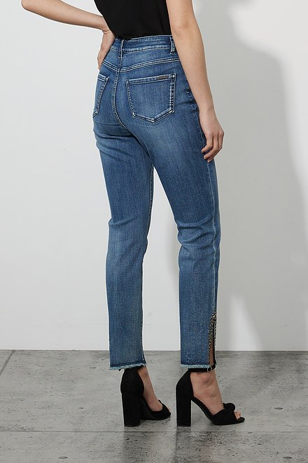 Joseph Ribkoff Embellished Cuff Jeans Style 223941. Denim Medium Blue. 3
