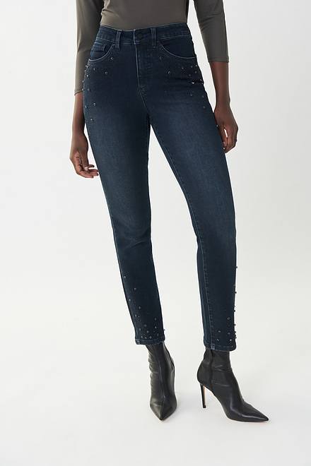 Joseph Ribkoff Studded Jeans Style 223951. Ink. 2