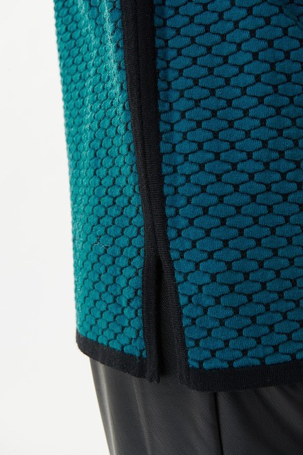 Joseph Ribkoff Textured Knit Top Style 223953. Lagoon/black. 4