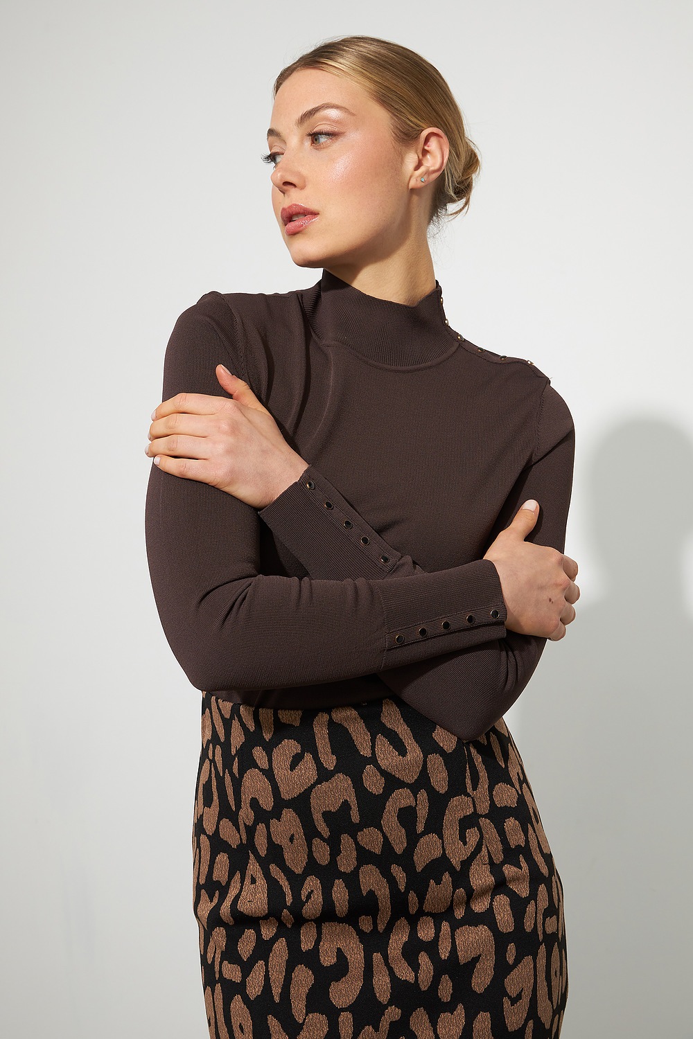 Joseph Ribkoff Studded Sweater Style 223954. Mocha
