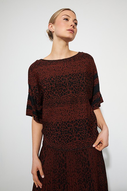 Joseph Ribkoff Jacquard Sweater Style 223959. Black/brown. 5