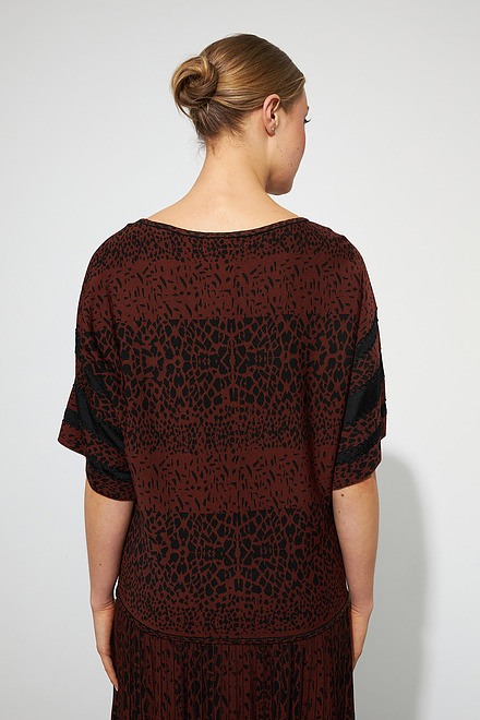 Joseph Ribkoff Jacquard Sweater Style 223959. Black/brown. 3