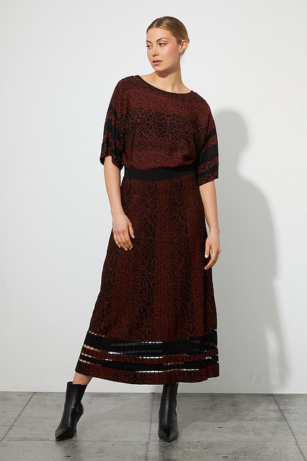 Joseph Ribkoff Jacquard Skirt Style 223960. Black/brown. 6
