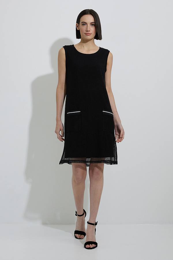 Joseph Ribkoff Mesh Overlay Dress Style 222163. Black
