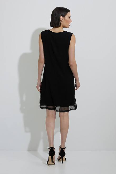 Joseph Ribkoff Mesh Overlay Dress Style 222163. Black. 2