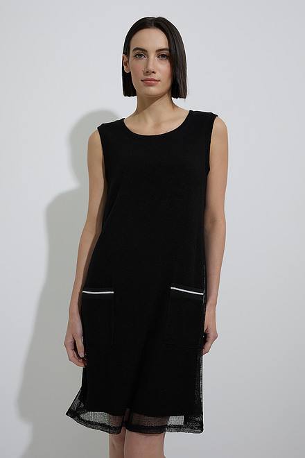 Joseph Ribkoff Mesh Overlay Dress Style 222163. Black. 3