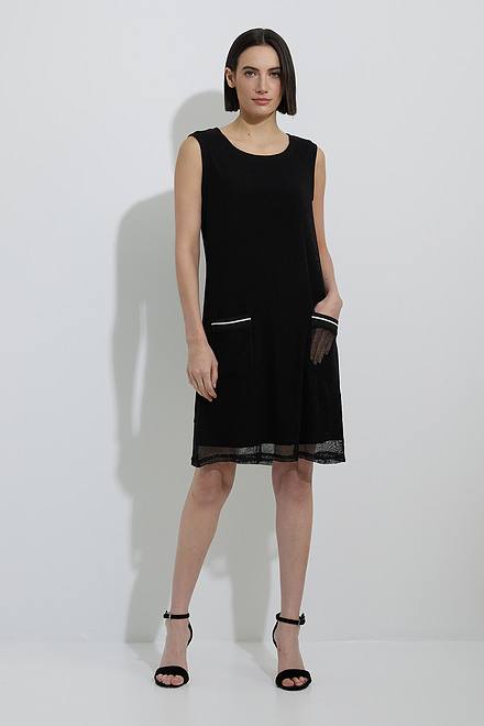 Joseph Ribkoff Mesh Overlay Dress Style 222163. Black. 5