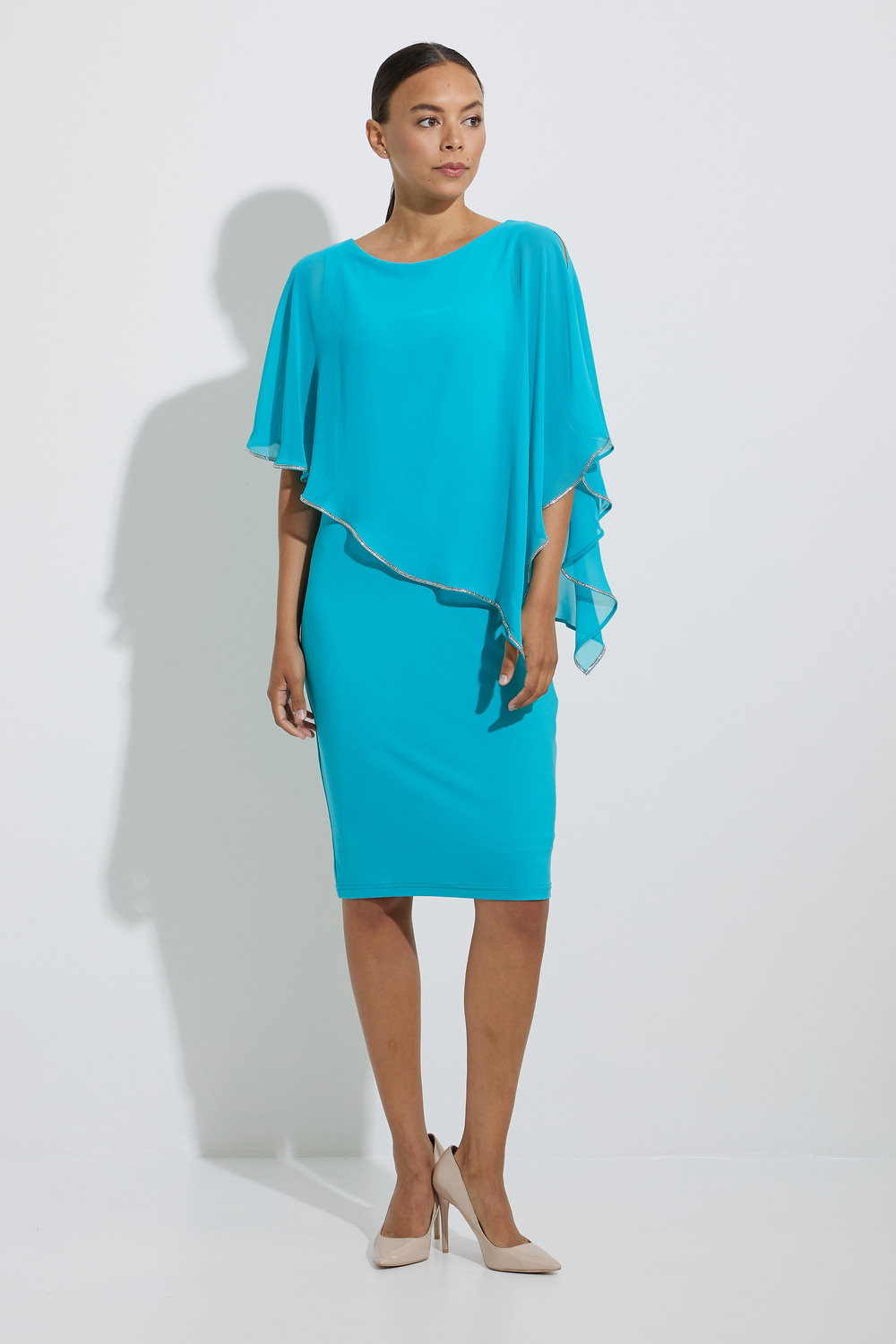 Joseph Ribkoff Layered Dress Style 221062 - NOW 223762. Aruba Blue