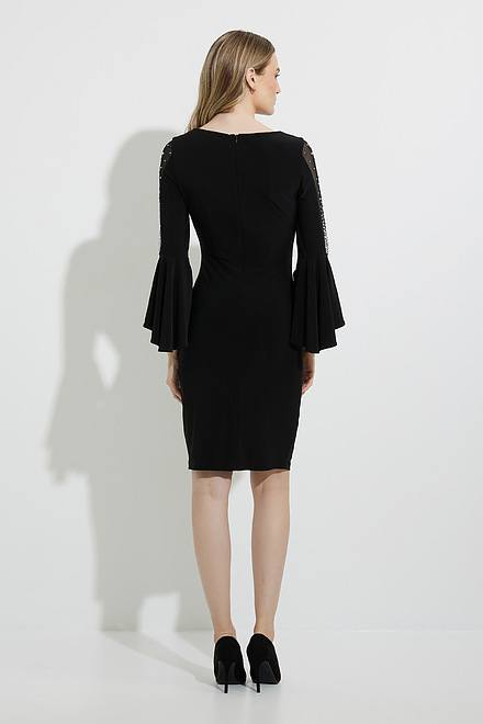 Joseph Ribkoff Sheer &amp; Ruffle Dress Style 224005. Black. 2