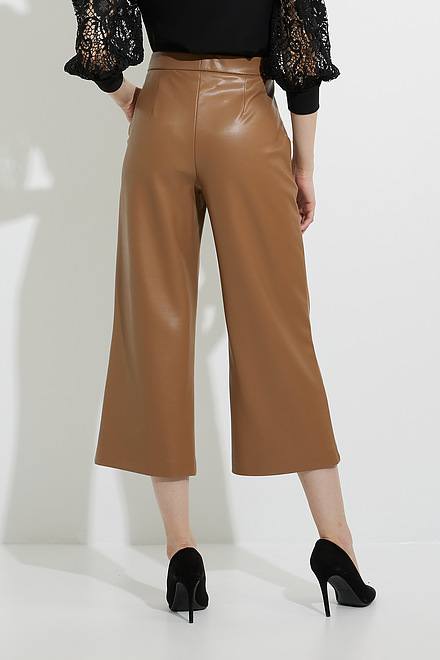 Joseph Ribkoff Faux Leather Flared Pants Style 224016. Nutmeg. 2