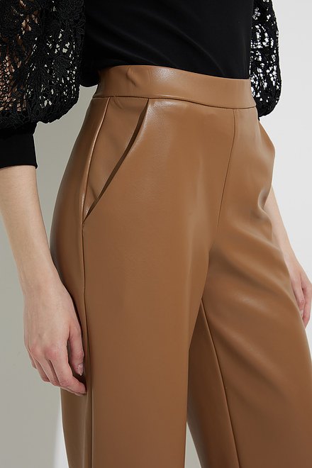 Joseph Ribkoff Faux Leather Flared Pants Style 224016. Nutmeg. 4