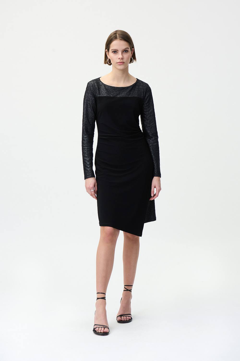 Joseph Ribkoff Ruched Detail Dress Style 224041. Black