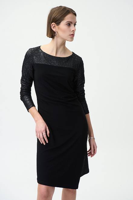 Joseph Ribkoff Ruched Detail Dress Style 224041. Black. 2