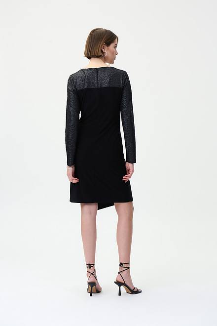 Joseph Ribkoff Ruched Detail Dress Style 224041. Black. 4