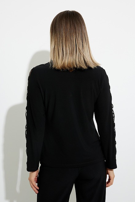 Joseph Ribkoff Exposed Sleeve Top Style 224052. Black. 3