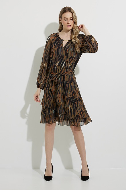 Joseph Ribkoff Abstract Print Dress Style 224054. Black/multi