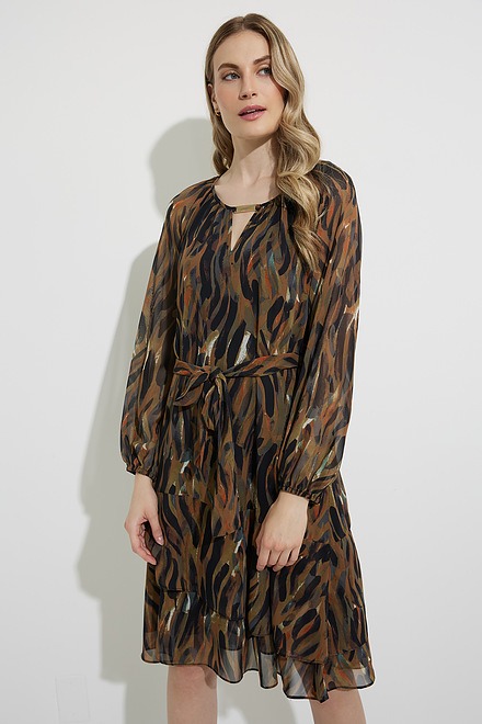 Joseph Ribkoff Abstract Print Dress Style 224054. Black/multi. 3