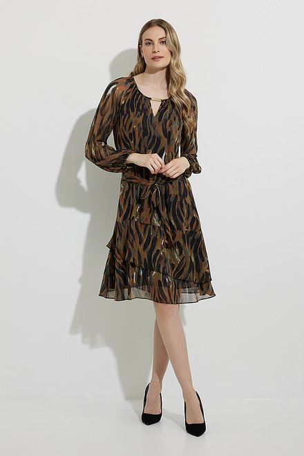 Joseph Ribkoff Abstract Print Dress Style 224054. Black/multi. 5