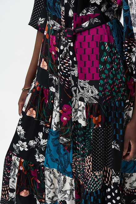 Joseph Ribkoff Abstract Print Shirt Dress Style 224071. Black/multi. 3