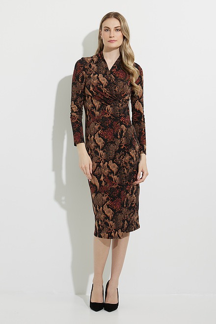 Joseph Ribkoff Printed Wrap Dress Style 224079. Black/multi. 5