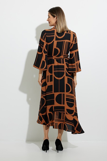 Joseph Ribkoff Abstract Wrap Dress Style 224086. Maple/black. 4