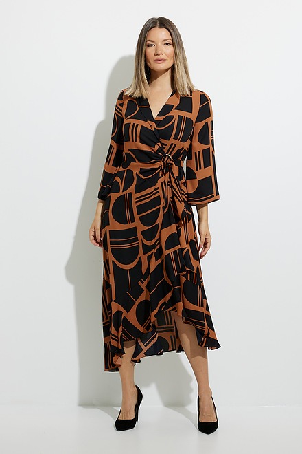 Joseph Ribkoff Abstract Wrap Dress Style 224086. Maple/black. 5