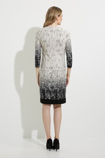 Joseph Ribkoff V-Neck Dress Style 224088. Black/sand. 2