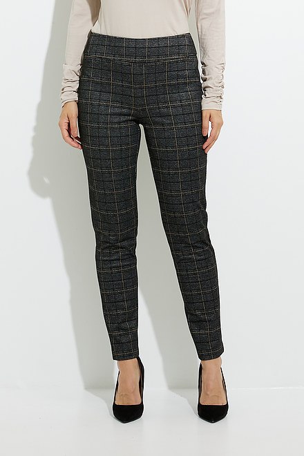 Joseph Ribkoff Slim Leg Plaid Pants Style 224091. Grey/multi. 2