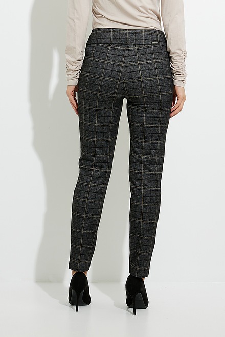Joseph Ribkoff Slim Leg Plaid Pants Style 224091. Grey/multi. 3