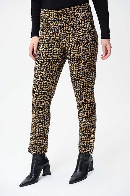 Joseph Ribkoff Button Detail Pants Style 224113. Black/brown. 2