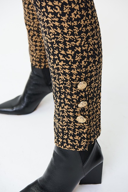 Joseph Ribkoff Button Detail Pants Style 224113. Black/brown. 3