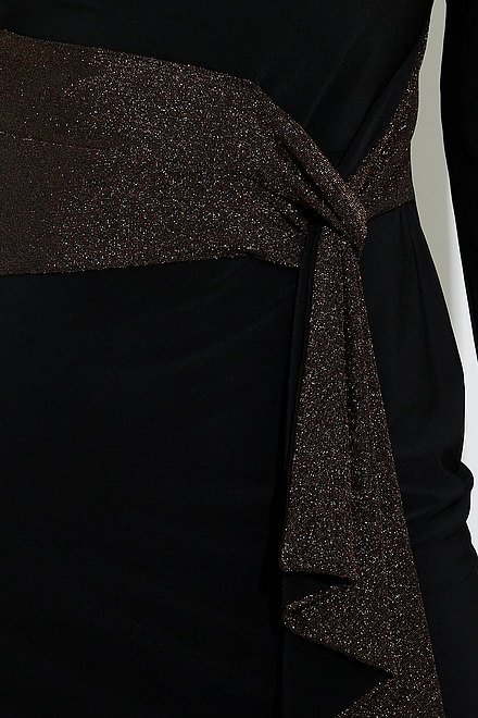 Joseph Ribkoff Wrap Front Dress Style 224142. Black/gold. 4