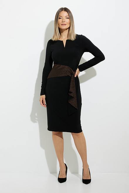 Joseph Ribkoff Wrap Front Dress Style 224142. Black/gold. 5