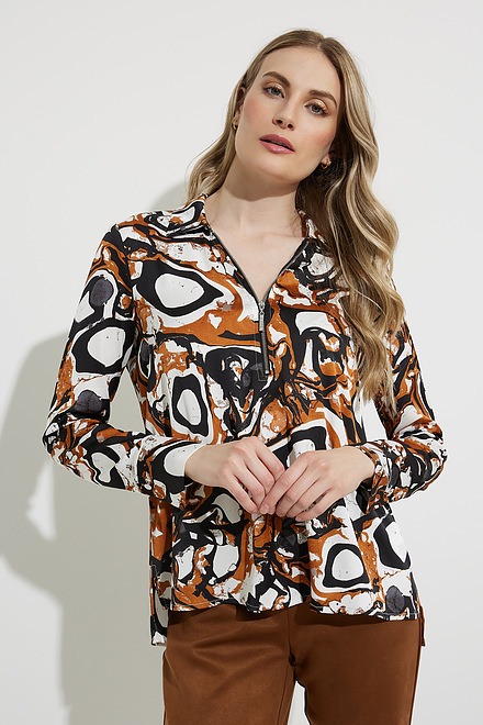 Printed Zip-Up Blouse Style 224154