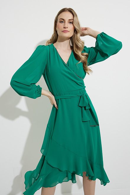 Joseph Ribkoff Wrap Front Dress Style 224162. True Emerald. 3