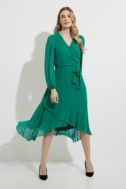 Joseph Ribkoff Wrap Front Dress Style 224162. True Emerald. 5